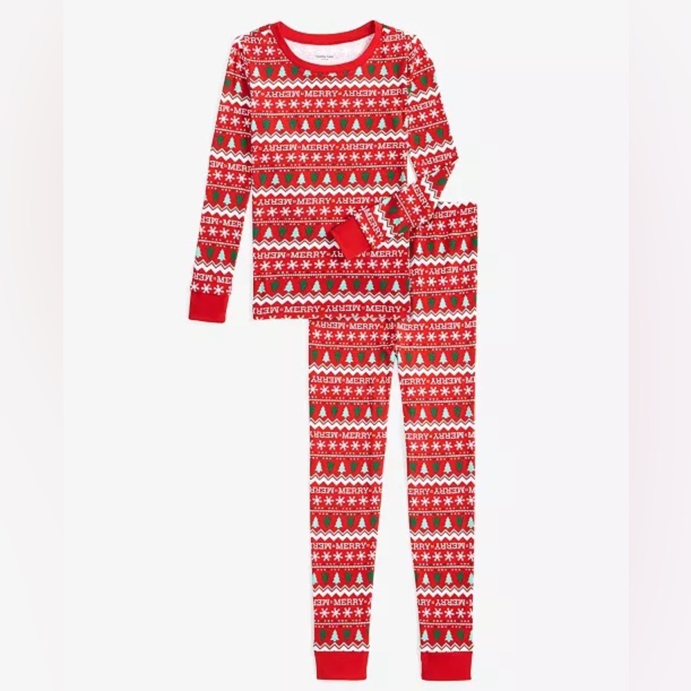 Holiday Lane Kids Christmas Pajama Set Red Cotton Snug Fit NWT Size 12